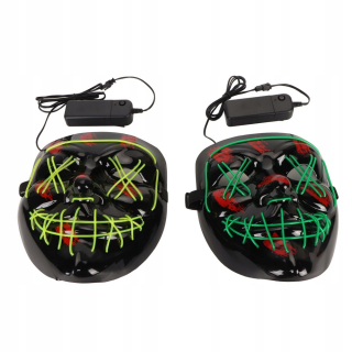 Halloweensky LED štít na tvár, flexibilný, na batérie, 2 ks.